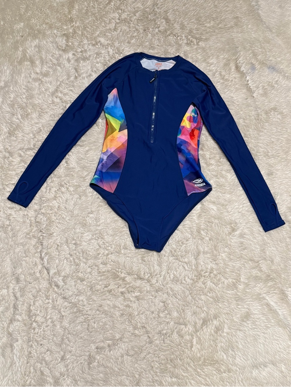 Axesea Long Sleeve One Piece Swimsuit in Origin Print - Size 8 - Picture 3 of 6